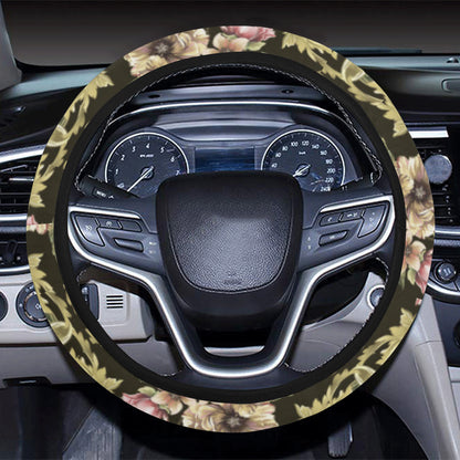 Baroque Pattern Print Design 02 Steering Wheel Cover with Elastic Edge