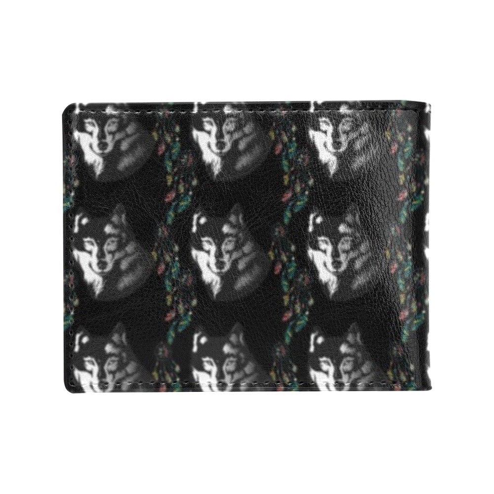 Wolf Black Dream Catcher Design Print Men's ID Card Wallet