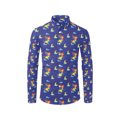 Fairy with Moon Print Pattern Men's Long Sleeve Shirt