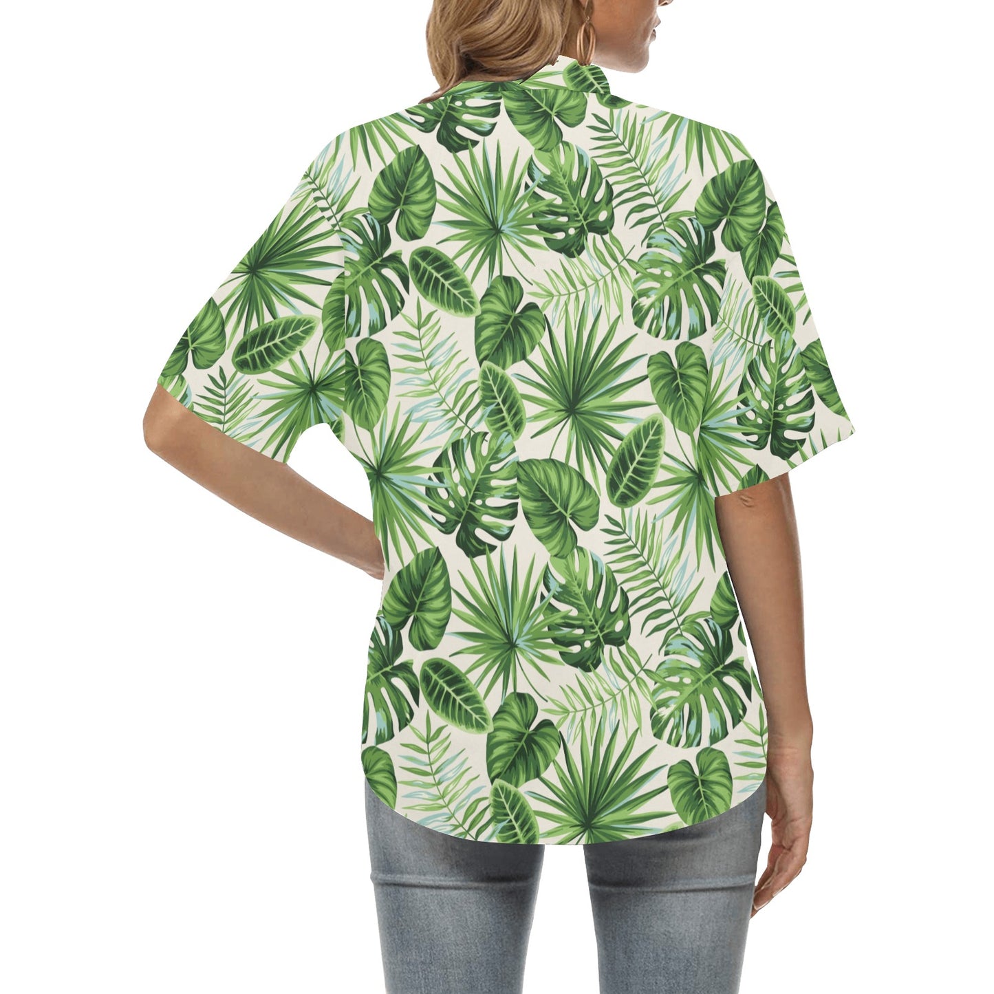 Palm Leaf Pattern Print Design A01 Women's Hawaiian Shirt