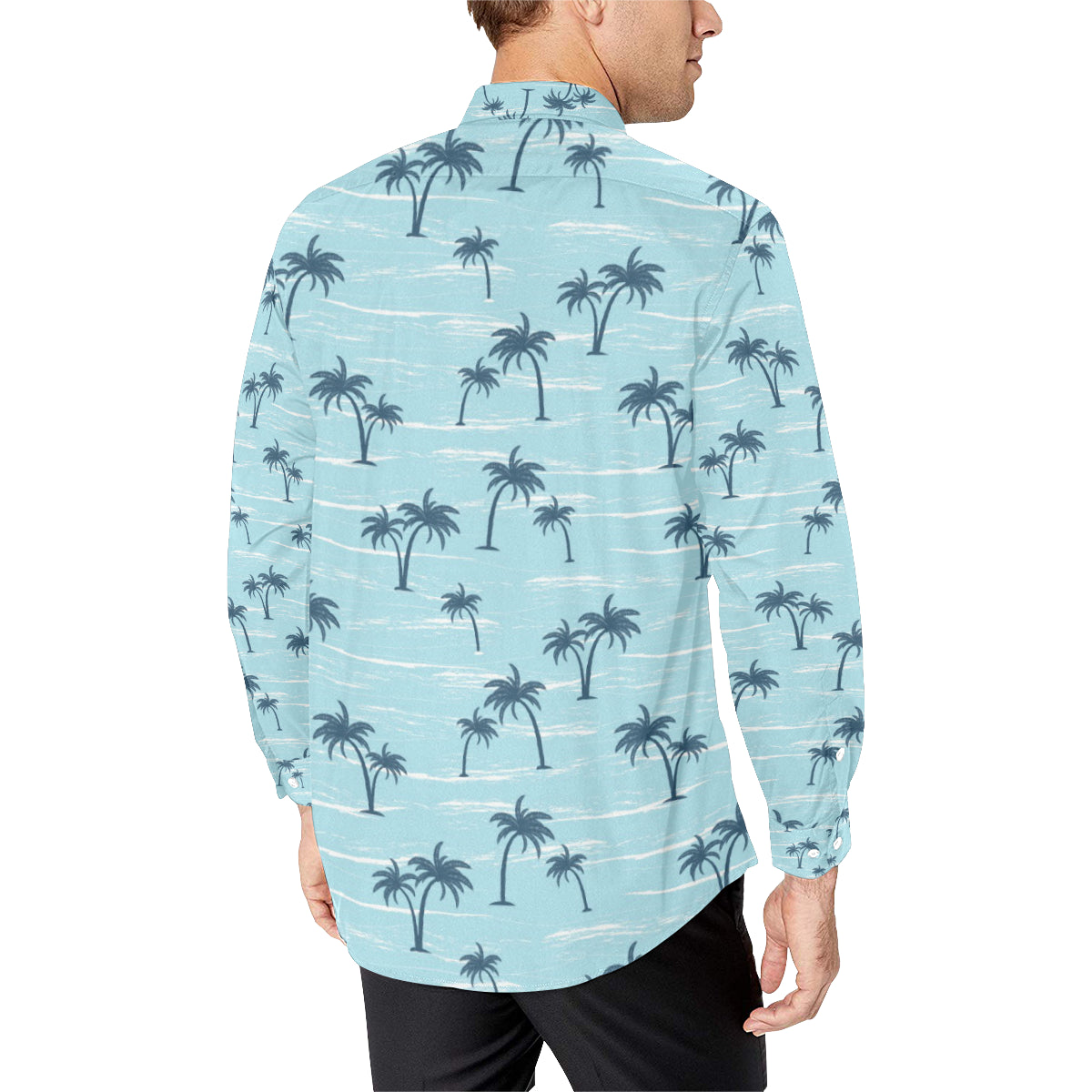Palm Tree Pattern Print Design PT04 Men's Long Sleeve Shirt