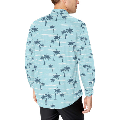 Palm Tree Pattern Print Design PT04 Men's Long Sleeve Shirt
