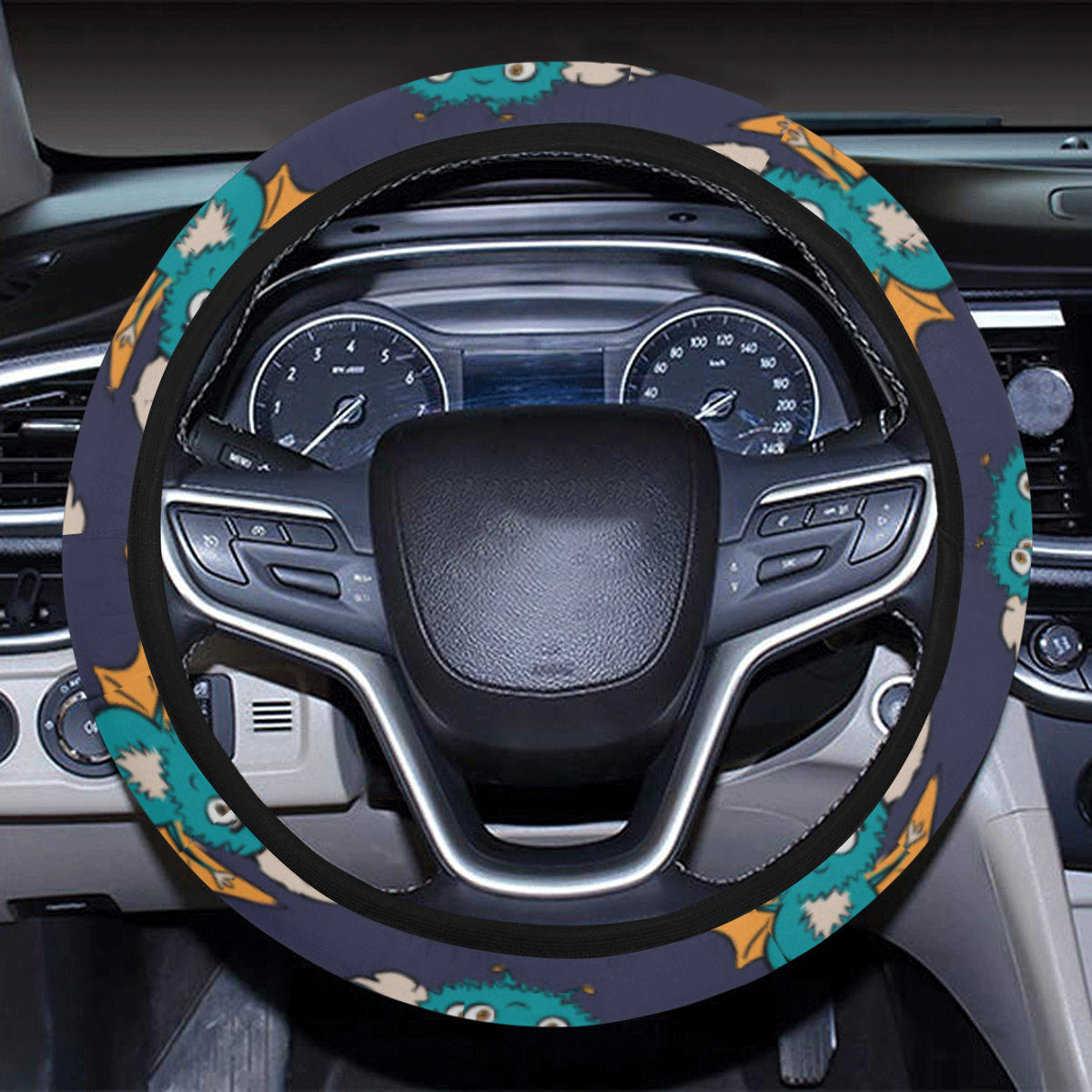 Bat Pattern Print Design 07 Steering Wheel Cover with Elastic Edge