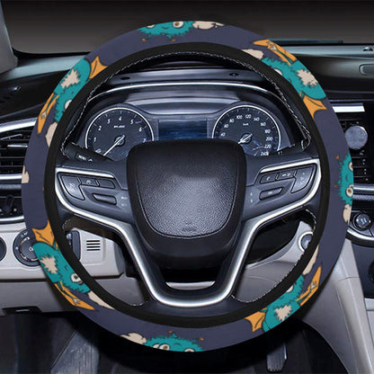 Bat Pattern Print Design 07 Steering Wheel Cover with Elastic Edge