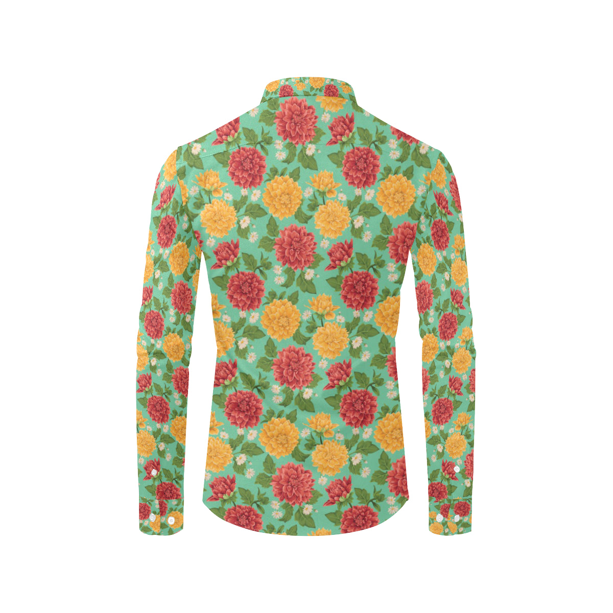 Dahlia Pattern Print Design DH011 Men's Long Sleeve Shirt