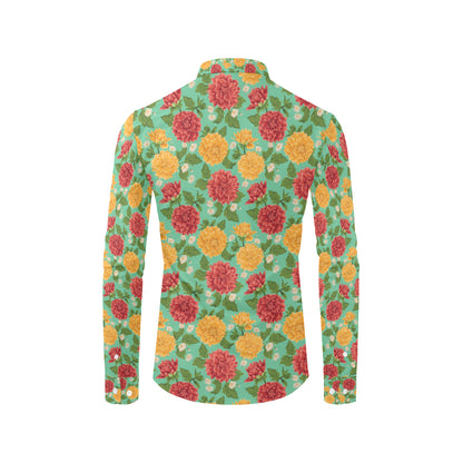 Dahlia Pattern Print Design DH011 Men's Long Sleeve Shirt