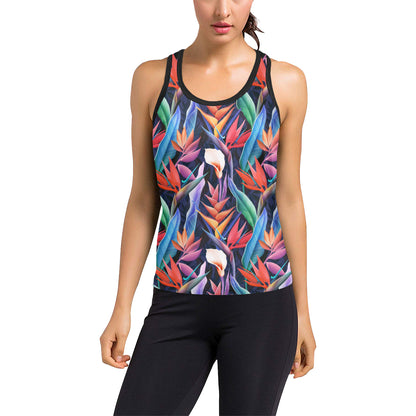 Tropical Flower Pattern Print Design TF023 Women's Racerback Tank Top