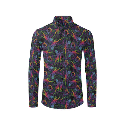 Gecko Rainbow Pattern Print Design 03 Men's Long Sleeve Shirt