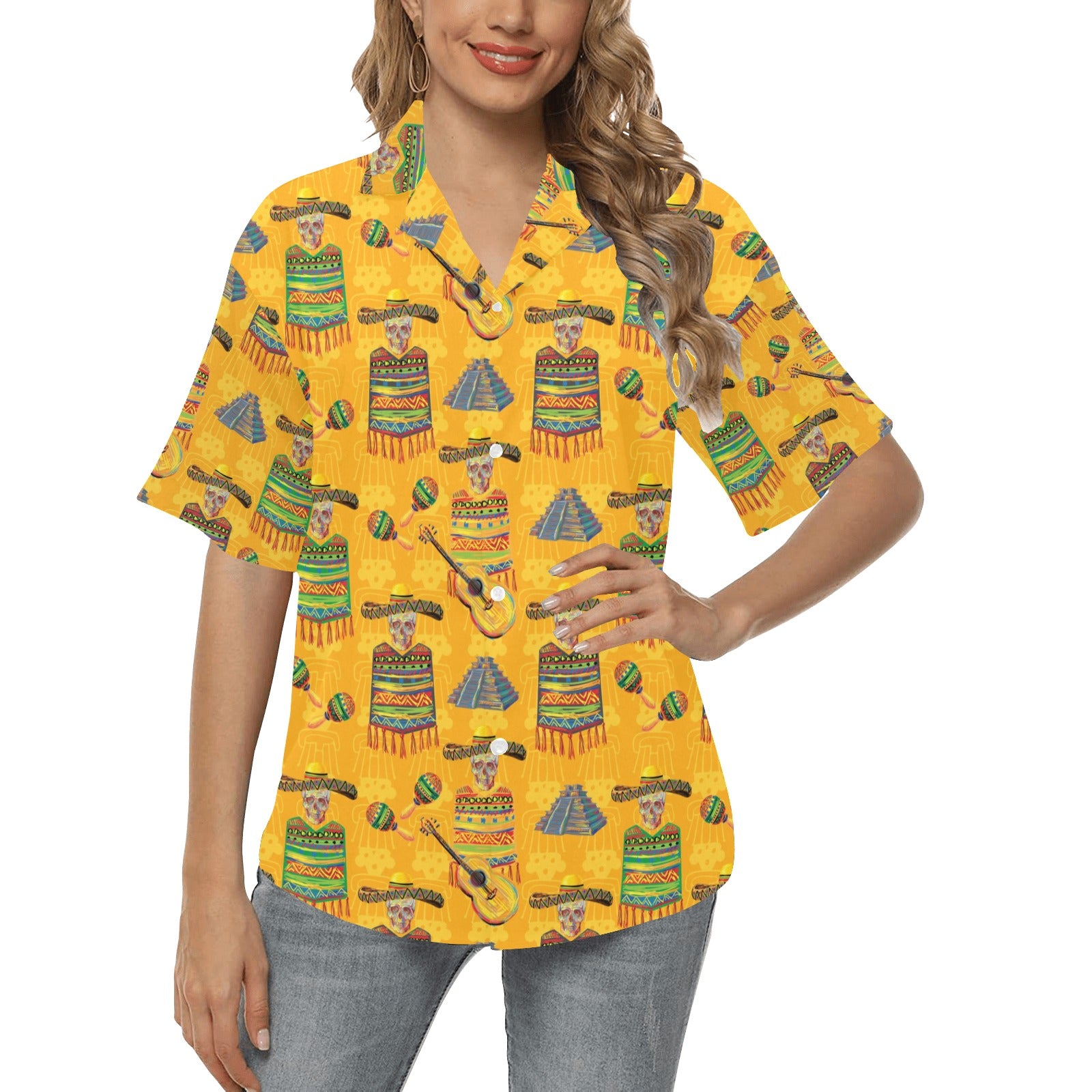 Maracas Mexican Style Pattern Print Design 02 Women's Hawaiian Shirt