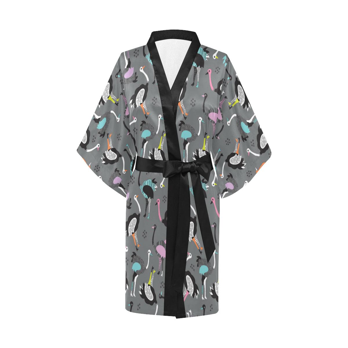 Ostrich Pattern Print Design 01 Women's Short Kimono