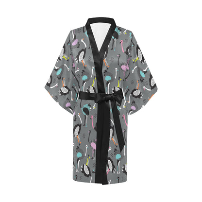 Ostrich Pattern Print Design 01 Women's Short Kimono