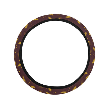 Agricultural Gold Wheat Print Pattern Steering Wheel Cover with Elastic Edge