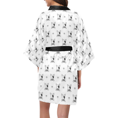 Bull Terriers Pattern Print Design 06 Women's Short Kimono