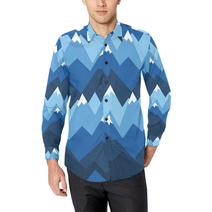 Mountain Pattern Print Design 04 Men's Long Sleeve Shirt