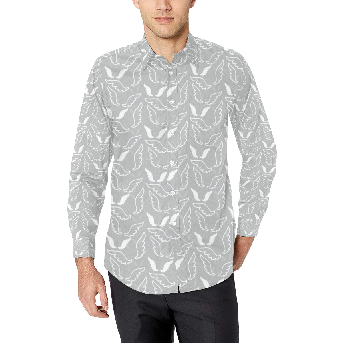 Angel Wings Pattern Print Design 01 Men's Long Sleeve Shirt