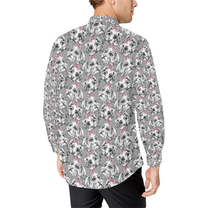 Maltese Pattern Print Design 01 Men's Long Sleeve Shirt