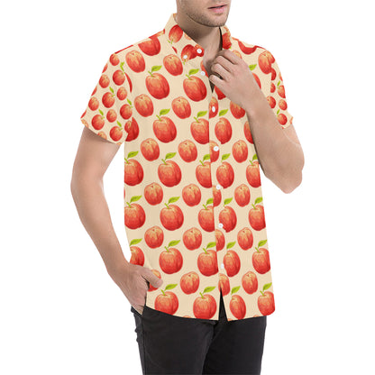 Peach Pattern Print Design A03 Men's Short Sleeve Button Up Shirt