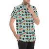 Sushi Pattern Design Men's Short Sleeve Button Up Shirt