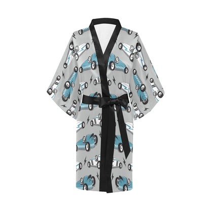 Racing Vintage Pattern Print Design A02 Women's Short Kimono