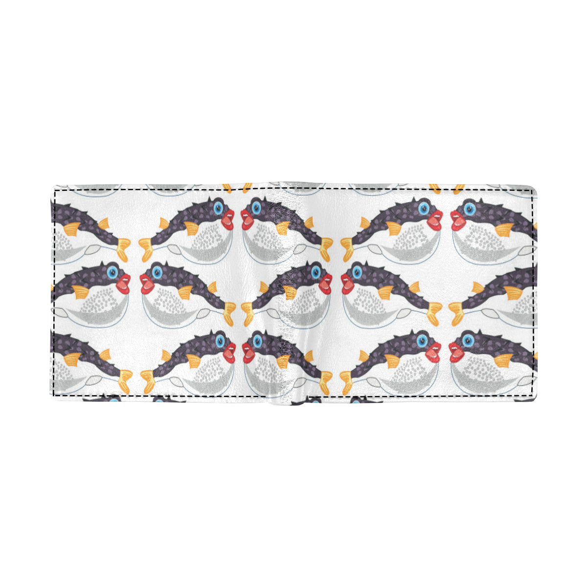Fugu Pattern Print Design 03 Men's ID Card Wallet