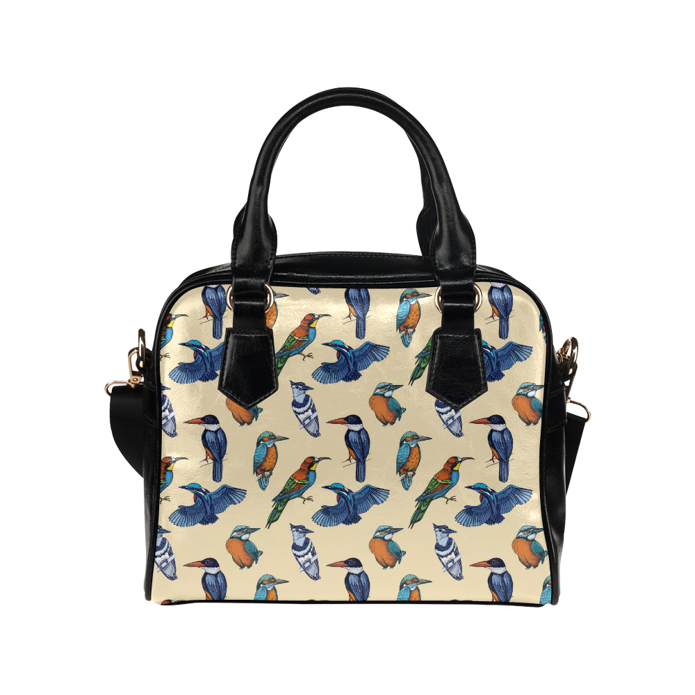 Kingfisher Bird Pattern Print Design 04 Shoulder Handbag