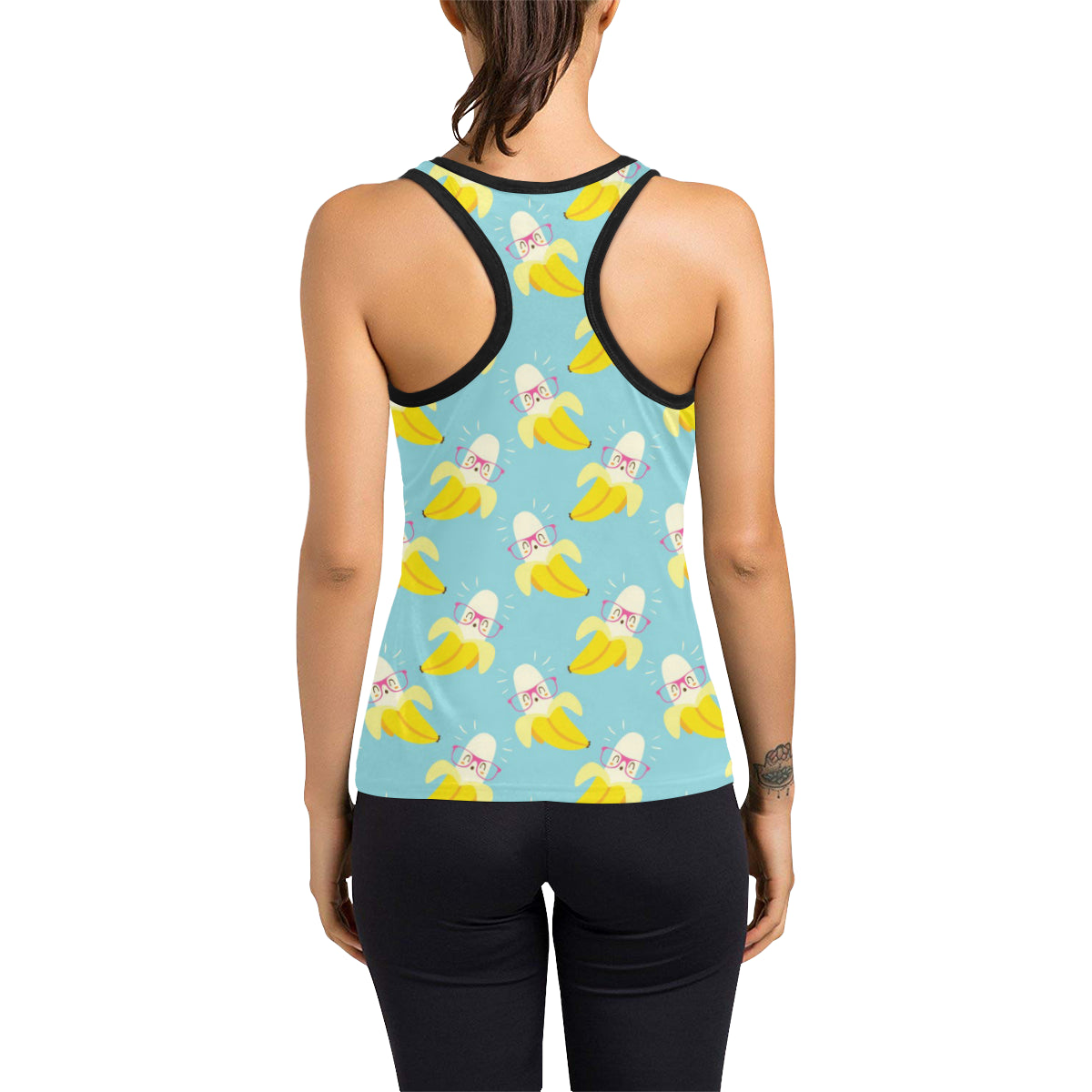Banana Pattern Print Design BA07 Women's Racerback Tank Top