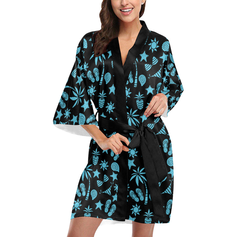 Beach Scene Pattern Print Design 03 Women's Short Kimono