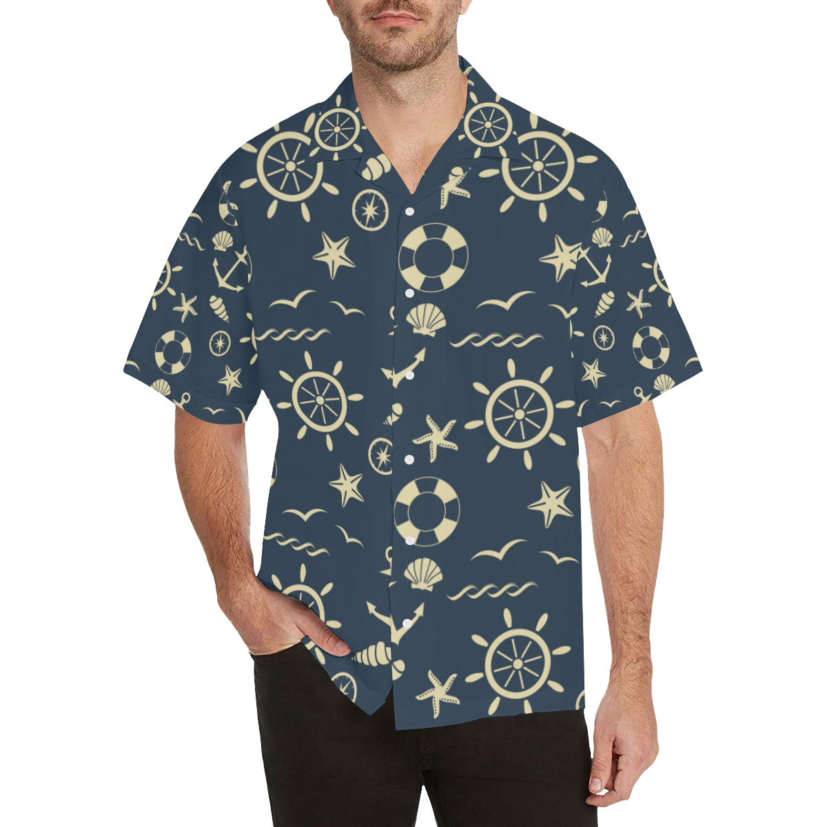 Nautical Pattern Print Design A01 Men's Hawaiian Shirt