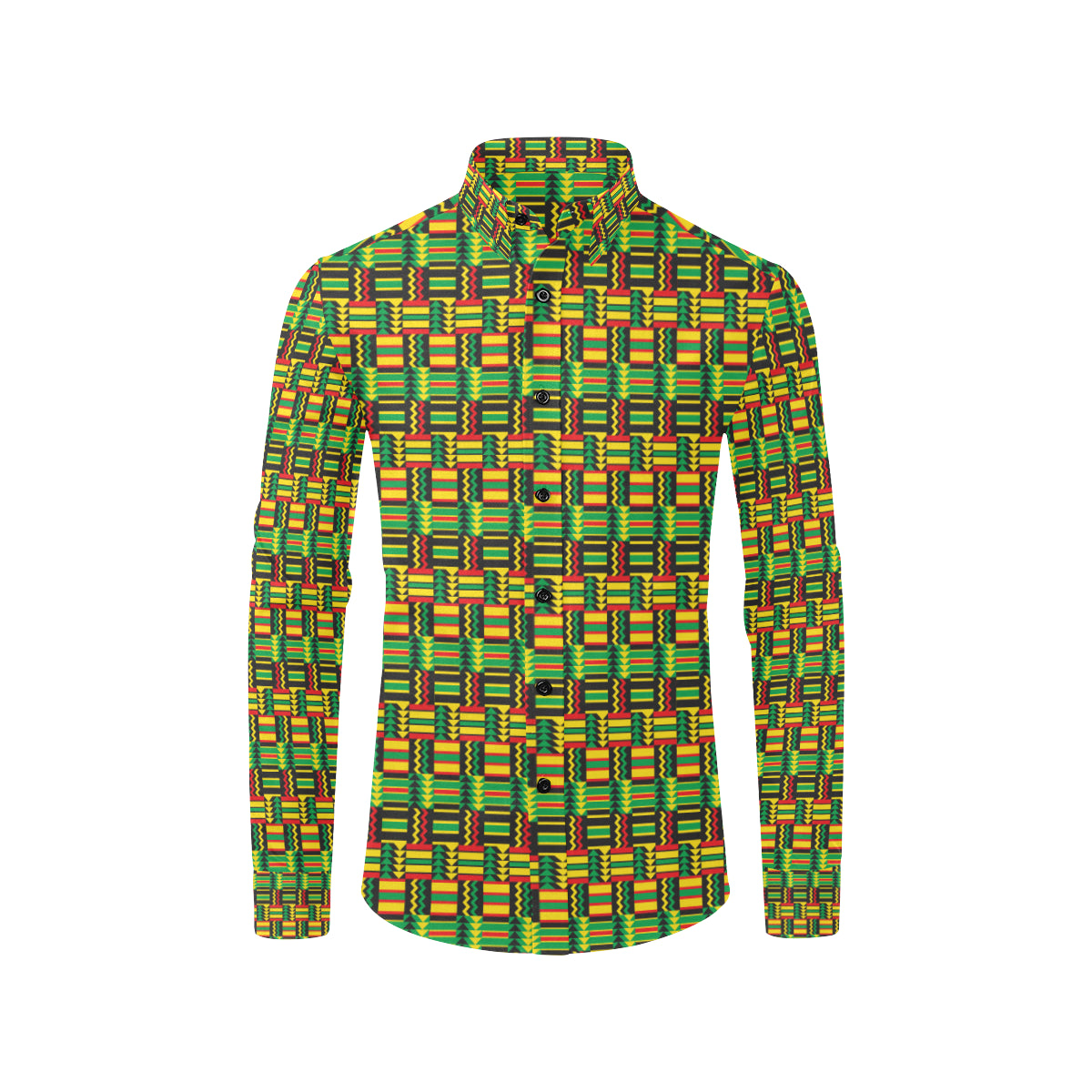 African Zip Zag Print Pattern Men's Long Sleeve Shirt