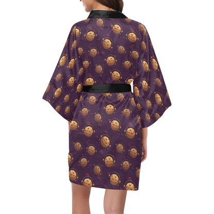 Cookie Pattern Print Design 03 Women's Short Kimono