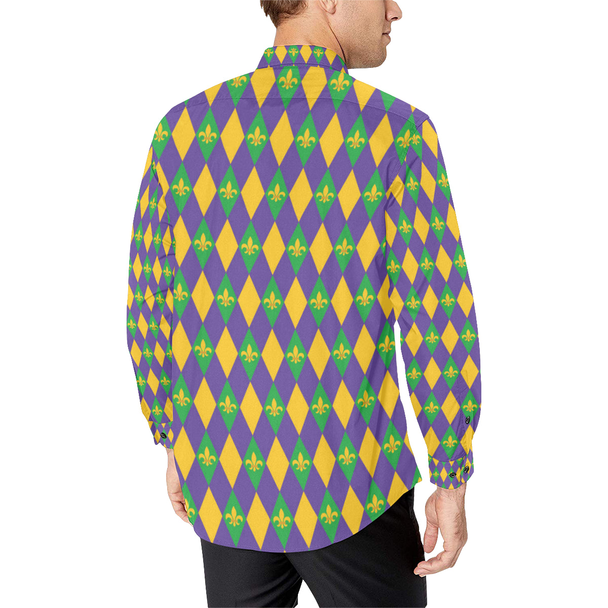 Mardi Gras Pattern Print Design 05 Men's Long Sleeve Shirt