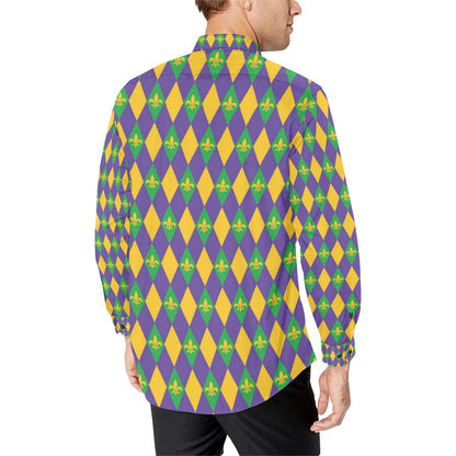 Mardi Gras Pattern Print Design 05 Men's Long Sleeve Shirt
