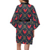 Rooster Pattern Print Design A02 Women's Short Kimono