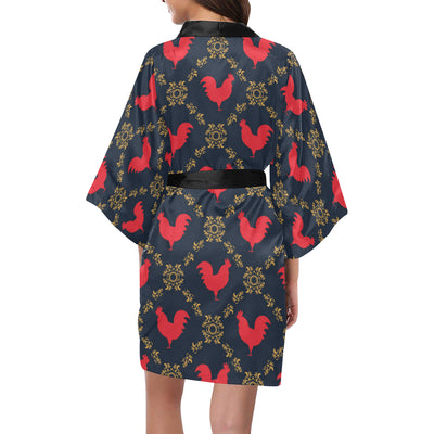 Rooster Pattern Print Design A02 Women's Short Kimono