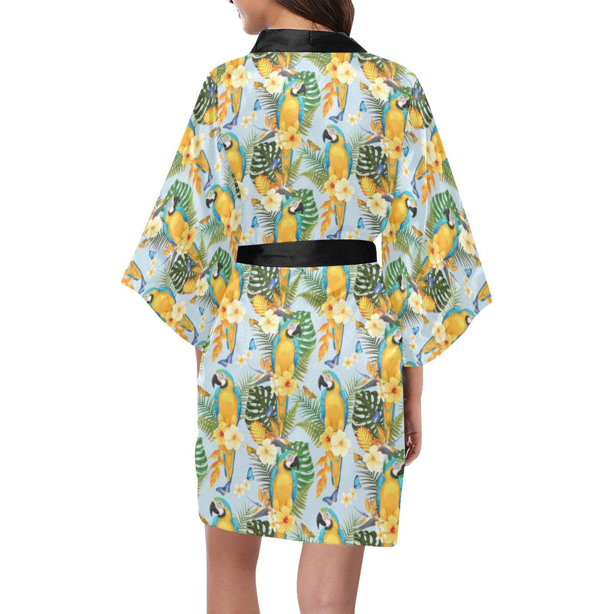 Parrot Pattern Print Design A04 Women's Short Kimono