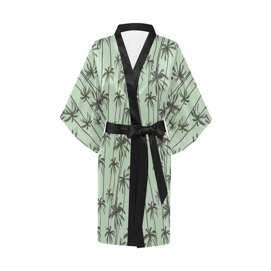 Palm Tree Pattern Print Design A04 Women's Short Kimono