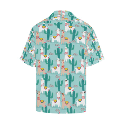 Llama Cactus Pattern Print Design 08 Men's Hawaiian Shirt