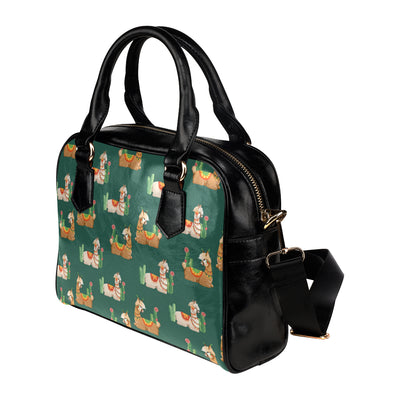 Llama Cactus Pattern Print Design 07 Shoulder Handbag