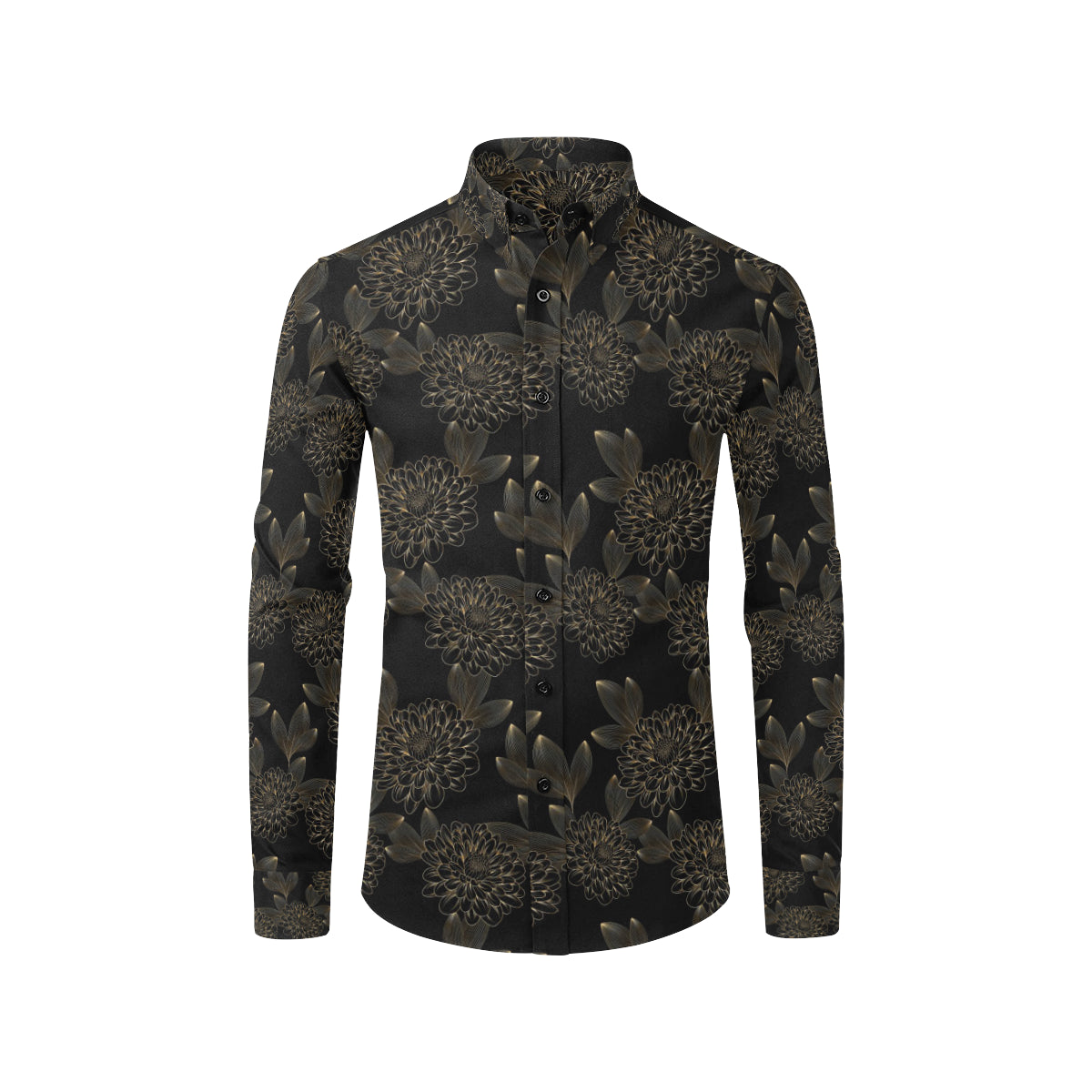 Dahlia Pattern Print Design DH04 Men's Long Sleeve Shirt