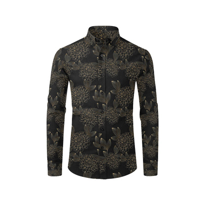 Dahlia Pattern Print Design DH04 Men's Long Sleeve Shirt