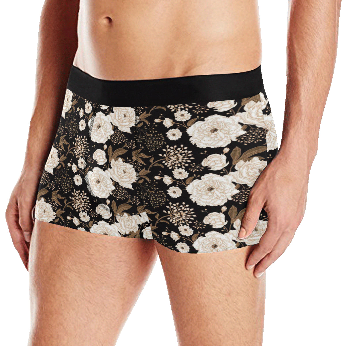Peony Pattern Print Design A02 Men's Boxer Briefs
