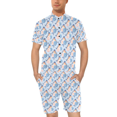 Bluebird Pattern Print Design 01 Men's Romper