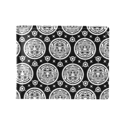 Calendar Aztec White Black Print Pattern Men's ID Card Wallet