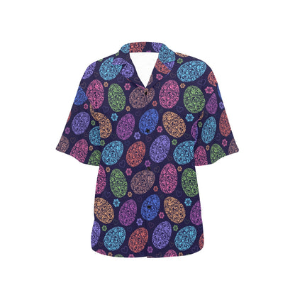 Easter Eggs Pattern Print Design RB012 Women's Hawaiian Shirt