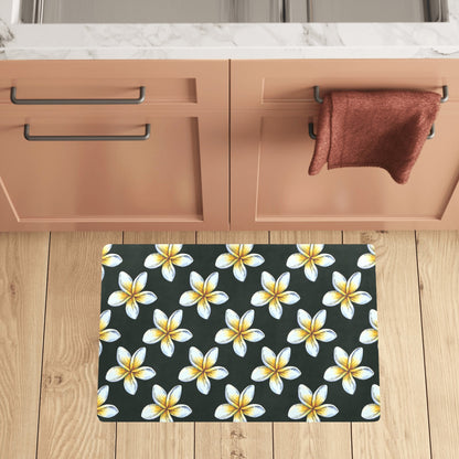 White Plumeria Pattern Print Design PM022 Kitchen Mat