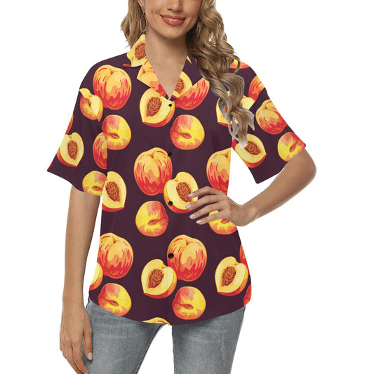 Peach Pattern Print Design A04 Women's Hawaiian Shirt