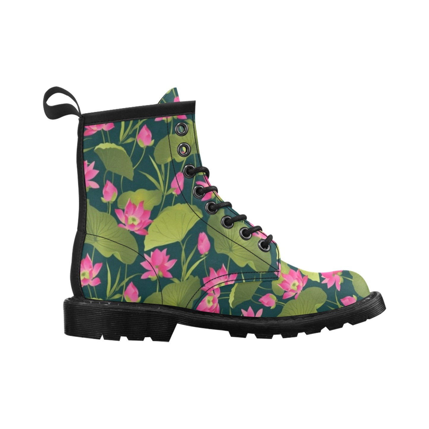 Water Lily Pattern Print Design WL09 Women's Boots