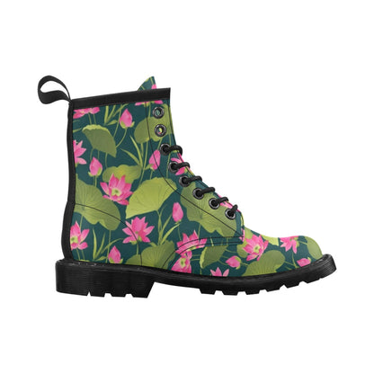 Water Lily Pattern Print Design WL09 Women's Boots