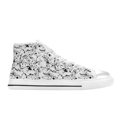 Splatter Print Design LKS305 High Top Women's White Shoes