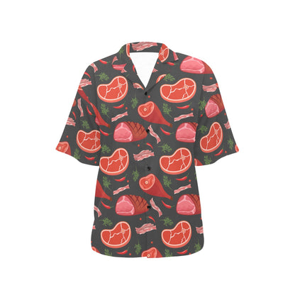 Meat Pattern Print Design 03 Women's Hawaiian Shirt